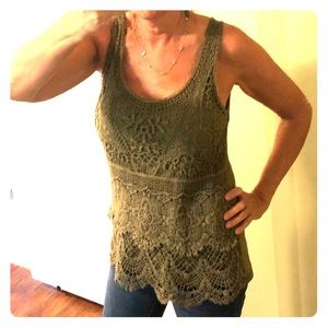 Olive crocheted tank